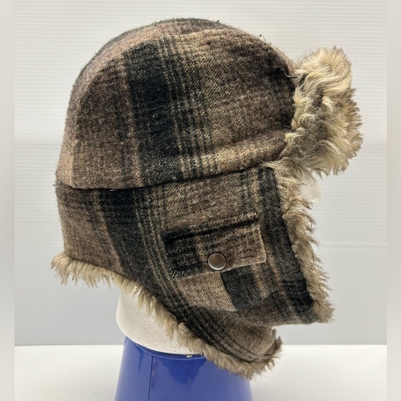 Woolrich Hunting Winter Trapper Hat Ear Covering Faux Fur SZ M Plaid - Picture 2 of 12
